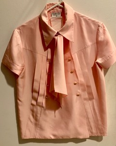 lot 253 image: Pink Chanel Short Sleeve Button Up with Scarf