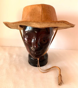 lot 237 image: Amazing Vintage Hand Sewn Leather Womans Sunhat