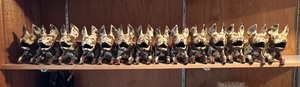 lot 345 image: 14 Decorative Wooden Pig Figurines
