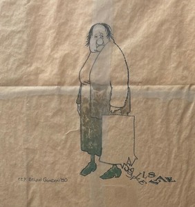 lot 369 image: Original Framed Paper Bag Art by Richard Guindon