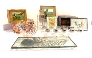lot 285A image: Lot of Pretty Home Decor, Including a Lenox Crystal Heart Shaped Dish