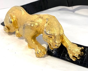 lot 296 image: Vintage Original Christopher Ross 24k Plated Couture Panther Belt Buckle