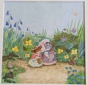 lot 40B image: The Country Mouse & the City Mouse Original Watercolor Painting by Laura Lydecker