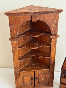 lot 342C image: Vintage Dollhouse Corner Cabinet and Secretary Desk