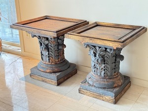 lot 41 image: Pair of Architectural Corinthian Column Accent Tables