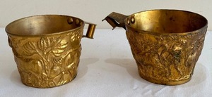 lot 480 image: Pair of Vintage Embossed Metal Cups
