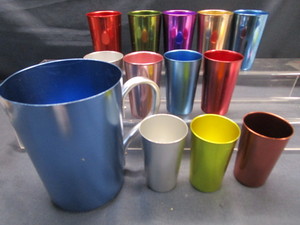 Aluminum Pitcher & Glasses - Vintage