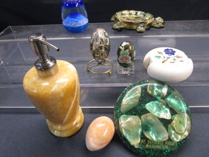 Marble Dispenser, Egg, Coasters, Abalone