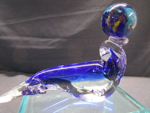 Solid Glass Dolphin With Ball