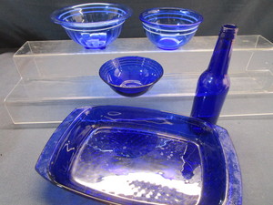 Cobalt Baking Dish, Bowls, Bottle