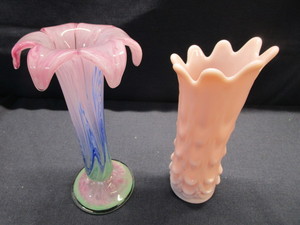 Pair Vases Multi Color & Pink