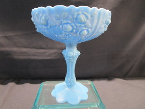 Fenton Compote, Blue Slag Glass