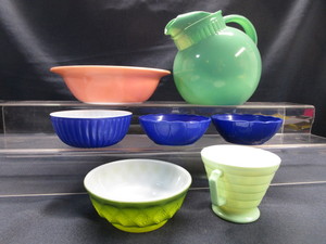 Glass Pitcher, Bowls, Sugar