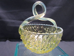 Vaseline Glass Basket