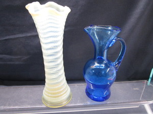 Blown Glass Pitcher, Vaseline Vase