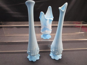 Blue Slag Glass Vases