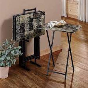 lot 16 image: 5-Piece Faux-Marble Tray Tables
