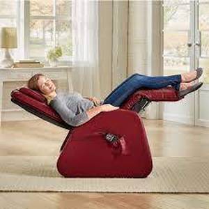 lot 28 image: Powered Zero Gravity Recliner-Red-Some Cuts on Cushion