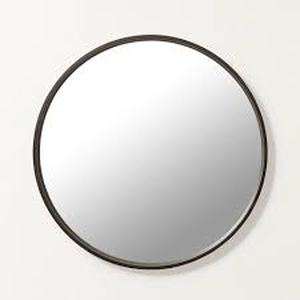 lot 49 image: Round Wood Framed Wall Mirror - Hearth & Hand with Magnolia-BlackBrown