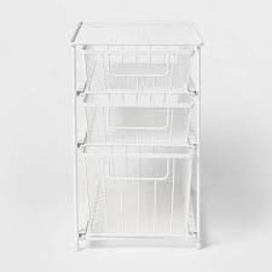 lot 63 image: 3 Tier Drawer Organizer - Brightroom-Matte White Slightly Bent, Still Functional