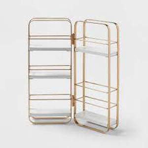lot 65 image: Foldable Shelf Countertop Organizer Brass - Brightroom