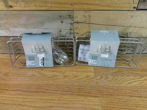 lot 64 image: Set of 2 Shower Basket Wire Combo Suction Matte Satin Made By Design New