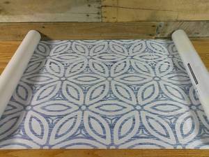 lot 86 image: 2 Rolls Wall Pops Peel & Stick NuWallPaper- White Blue Hawaiian Floral 20.5in. x 18 ft