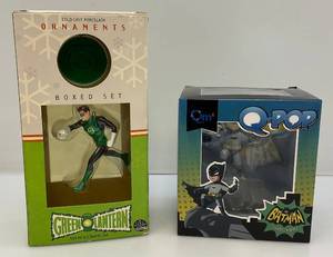 lot 2 image: DC Comics Classics TV Batman West Q-POP Loot Crate (NIB) & DC Direct Green Lantern Cold-Cast Porcelain Ornament (NOB)