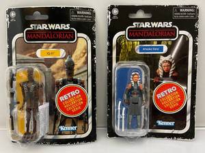 lot 55 image: Star Wars Mandalorian Retro Collection Figures Including  Ahsoka Tano & IG-11 (NOC)