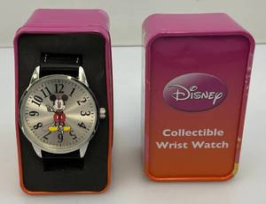 lot 71 image: Vintage Disney Brand Mickey Mouse Wath (NIB) Metal Tin