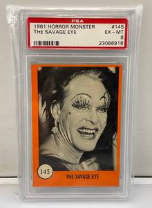 lot 111 image: PSA Graded (6) 1961 Horror Monster Series Trading Card The Savage Eye