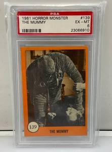 lot 114 image: PSA Graded (6) 1961 Horror Monster Series Trading Card  The Mummy