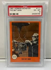 lot 115 image: PSA Graded (6) 1961 Horror Monster Series Trading Card The Bat Man 