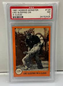 lot 140 image: PSA Graded (7) 1961 Horror Monster Series Trading Card Like Sleeping On A Cloud 