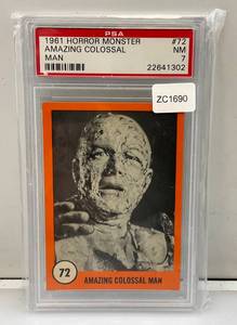 lot 141 image: PSA Graded (7) 1961 Horror Monster Series Trading Card Amazing Collosal  Man