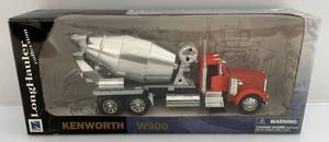 lot 172 image: Vintage NewRay Kenworth W900 No. 11913 Long Hauler Collection Mixer Truck In Silver & Red (Pre-Owned in Original Box)