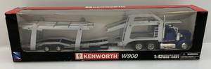 lot 215 image: Newray Brand 143 Die-Cast Scale Kenworth W900 Car Hauler With Tow Behind (Pre-Owned Displayed With Original Box)
