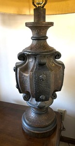 lot 9 image: Pair of Wooden Brutalist Style Vintage Lamps
