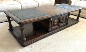 lot 25 image: Vintage Wooden Slate Top Coffee Table