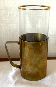 lot 35 image: 8 Glass and Brass Tumblers
