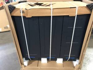 lot 26 image: Glacier Bay Bannister 37 in. W x 19 in. D x 35 in. H Single Sink Bath Vanity in Deep Blue with White Cultured Marble Top  Customer Returns See Pictures
