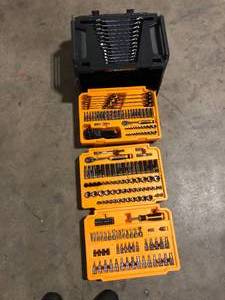 lot 48 image: GEARWRENCH 14 in. and 38 in. Drive 90-Tooth Standard and Deep SAEMetric Mechanics Tool Set in 3-Drawer Storage Box (232-Piece)   Customer Returns See Pictures