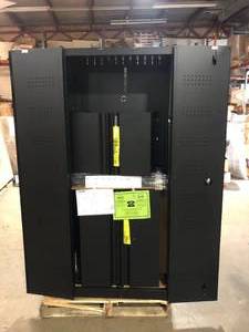 lot 8 image: Husky 4-Piece Regular Duty Welded Steel Garage Storage System in Black Slightly Dented    Customer Returns See Pictures