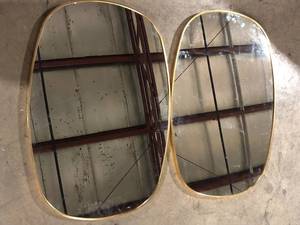lot 30 image: Lot of 2 Kate and Laurel Zayda 24.05 in. W x 35.98 in. H Gold Oval Modern Framed Decorative Wall Mirror   Customer Returns See Pictures