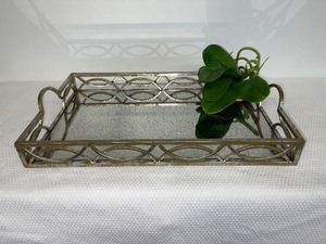 Metal and Mirrored Accent Tray