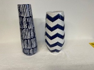 Set of 2 Painted Vases Non Matching Set