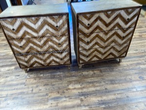 Set of 2 Wood 3 Drawer Dressers