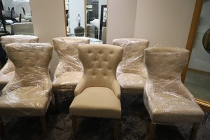 Set of 6 cushioned High Back Formal Dining Chairs