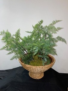 Wicker Bowl w Fake Fern