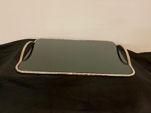 Black Mirrored Glass Serving Tray
